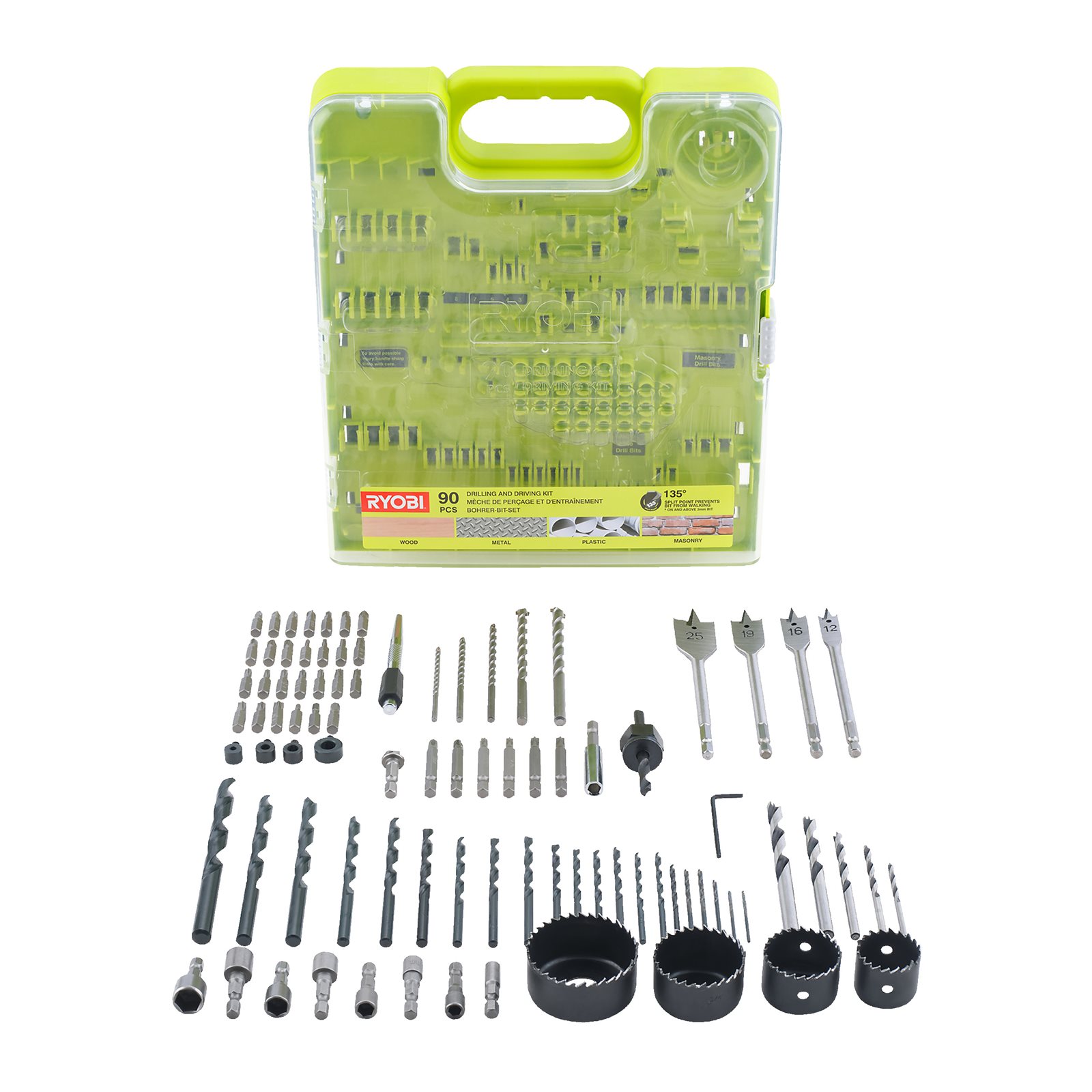 Set de 90 de piese pentru găurire și înșurubare Ryobi RAKDD90