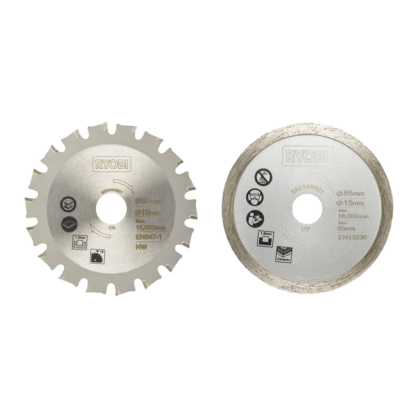 Set de 2 buc lame de fierăstrău pentru diferite materiale Ryobi RAKMMS02K