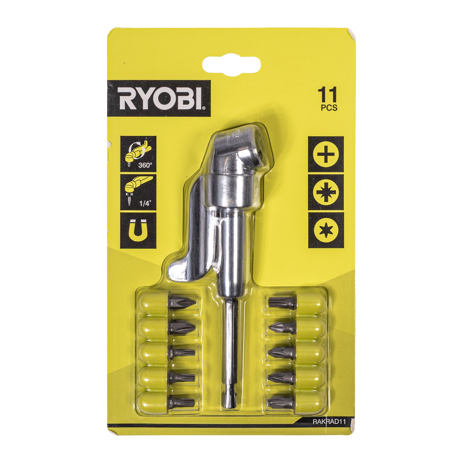 Adaptor pentru mașina de găurit în unghi drept și biți de șurubelniță Ryobi RAKRAD11 - in utilizare 1
