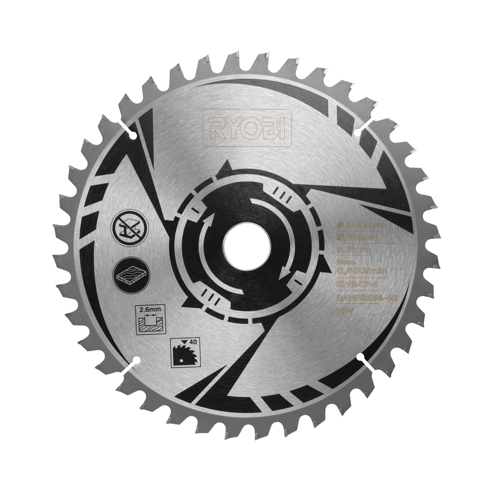 Lamă fierăstrău cu dinți pentru tăieri înclinate 254mm 40 dinți Ryobi RAMSB254-40