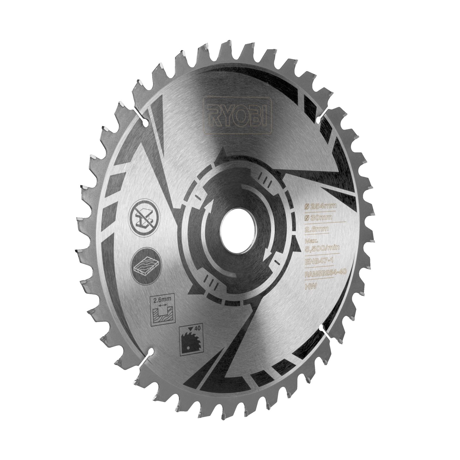 Lamă fierăstrău cu dinți pentru tăieri înclinate 254mm 40 dinți Ryobi RAMSB254-40 - imagine 2