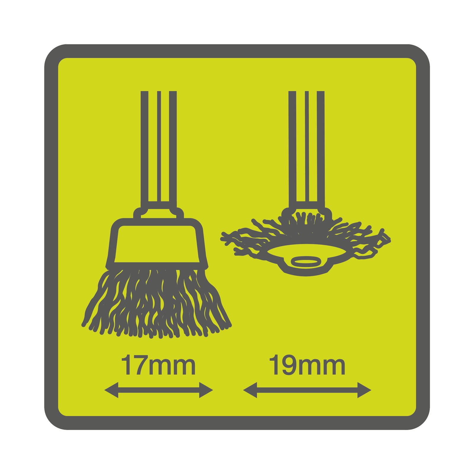 Set de perii de sârmă din oțel carbon 17 & 19mm Ryobi RAR202-2 - detaliu 1