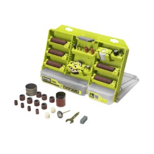 Set de accesorii multifuncționale de 150 de piese cu blocare prin răsucire Ryobi RAR800K-150
