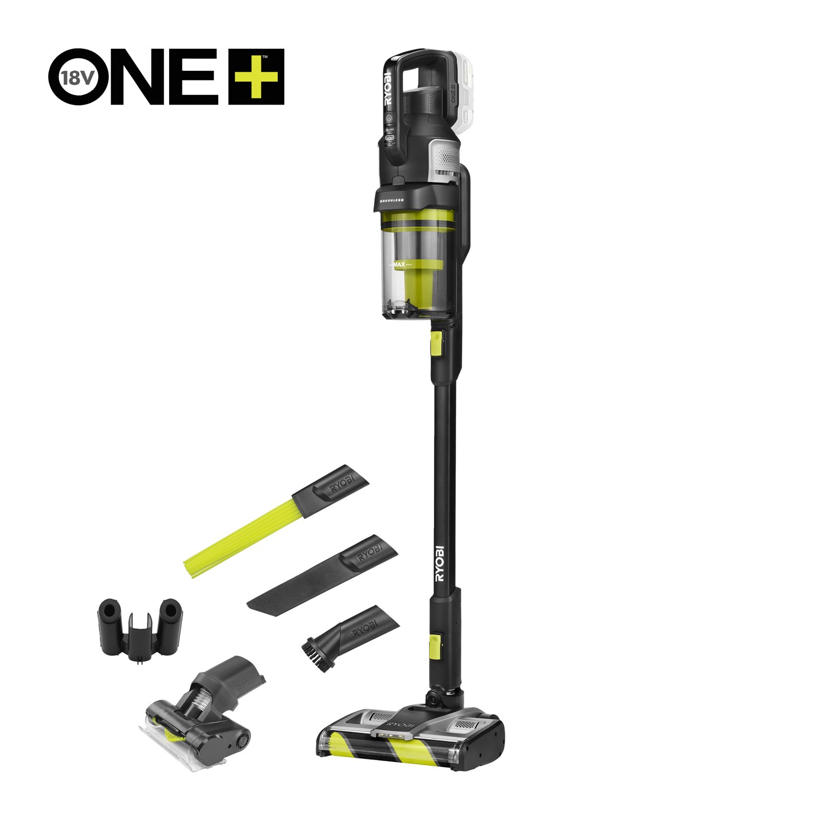Aspirator vertical 18V ONE+ fără perii, cu tehnologie anti-încâlceală Ryobi RASV18BL-0