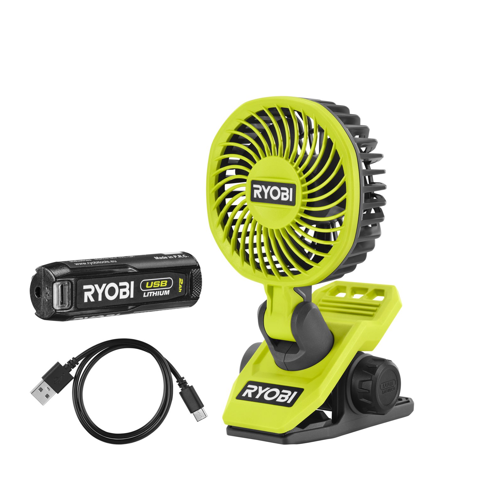 Ventilator USB Lithium 4V (1x 2,0Ah) cu clemă de prindere Ryobi RCF4-120G - imagine 2