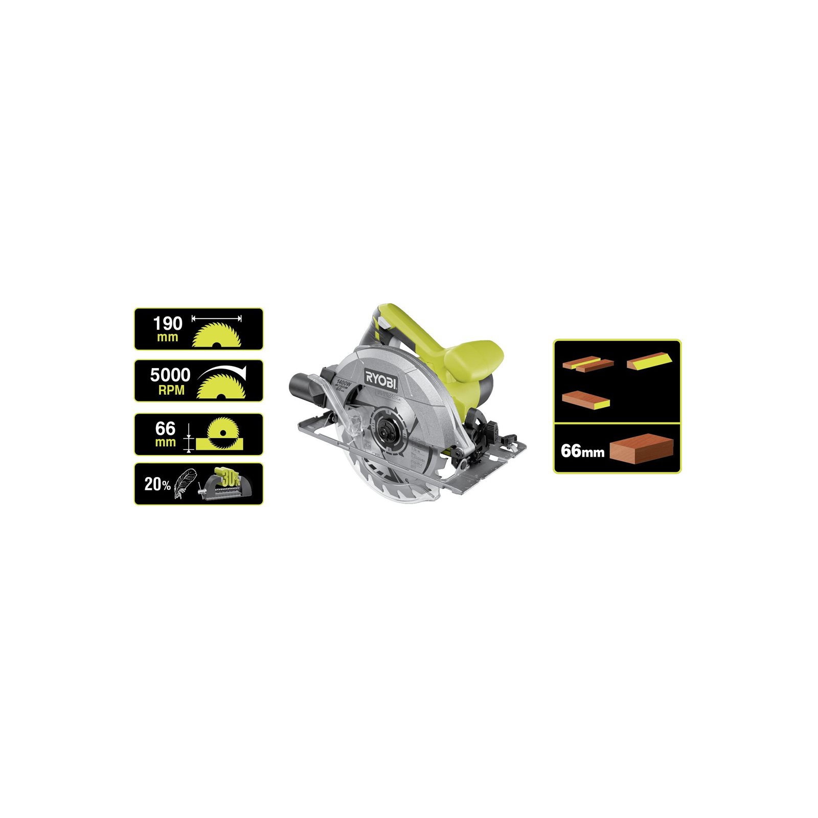 Fierăstrău circular electric 1400 W Ryobi RCS1400-G - imagine 3