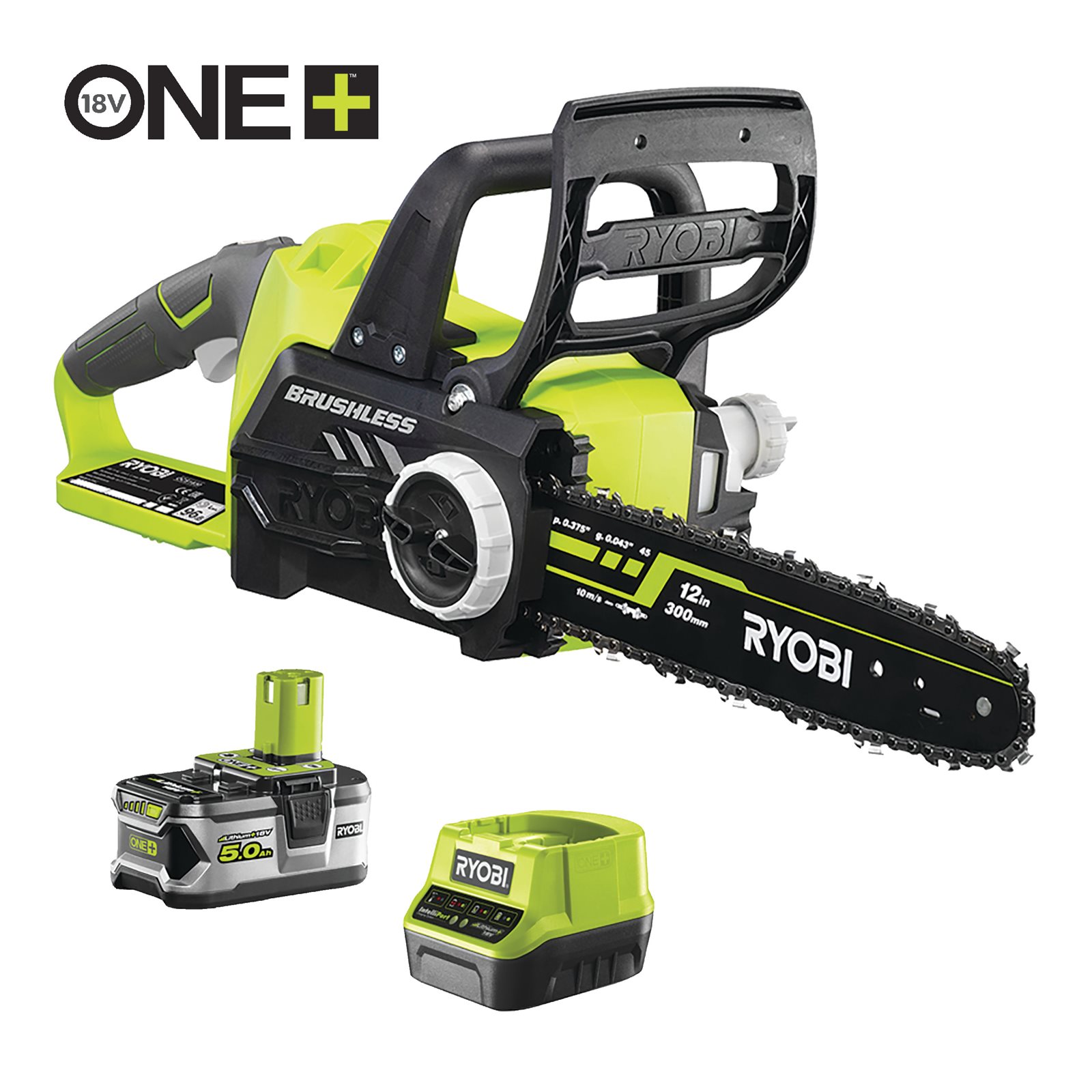 Fierăstrău cu lanț 18V ONE+, motor fără perii, bară 30cm (1 x 5,0 Ah) Ryobi RCS18X3050F