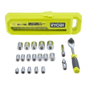 Set clichet și capete de cheie 20 bucăți, acționare 3/8˝. Ryobi RHRS20PC