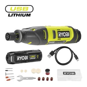 Unealtă rotativă USB Lithium 4V (1x 2,0Ah, cu 15 accesorii) Ryobi RRT4-120GA15