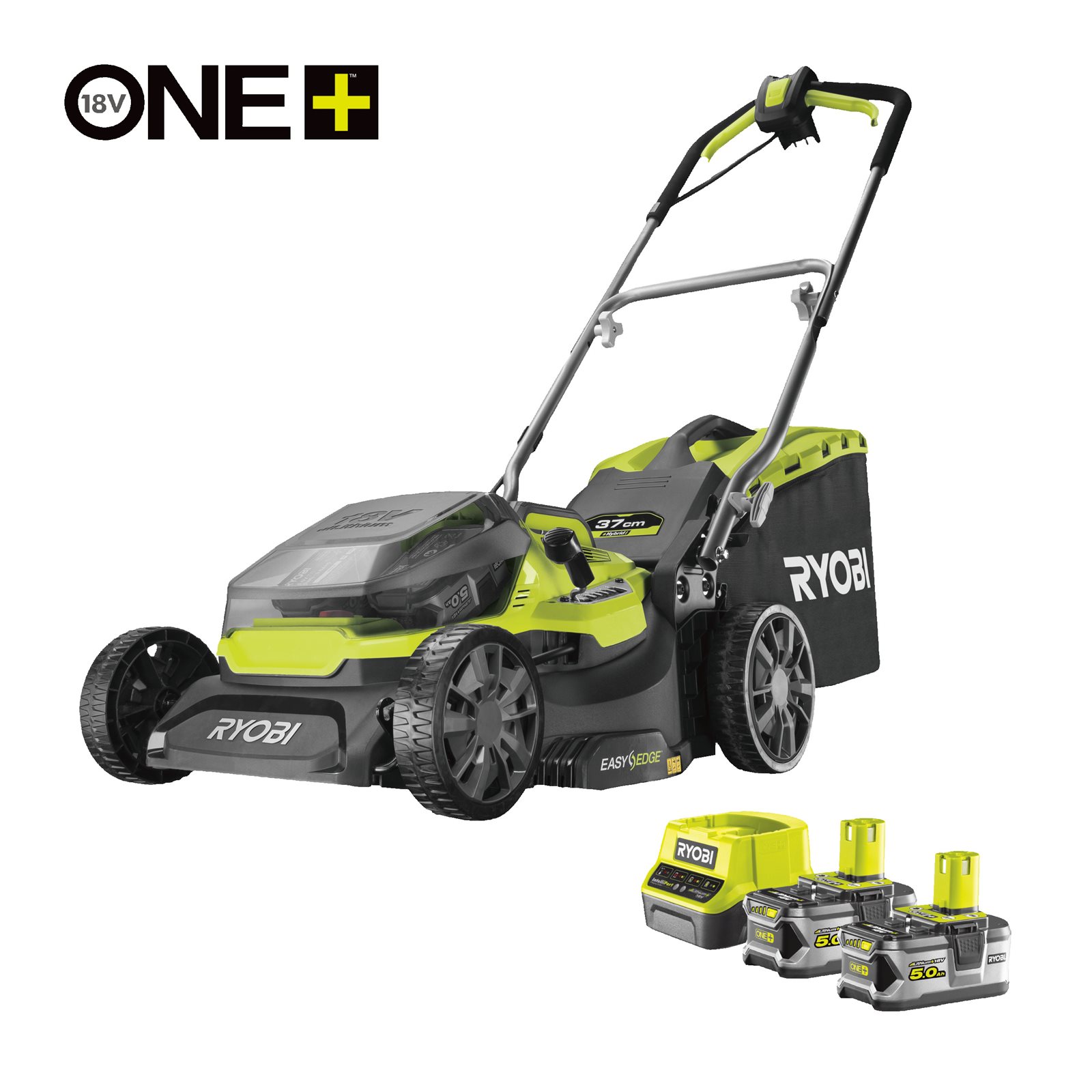 Mașină de tuns gazonul 18V ONE+, Hybrid, punte 37cm (2 x 5,0 Ah) Ryobi RY18LMH37A-250
