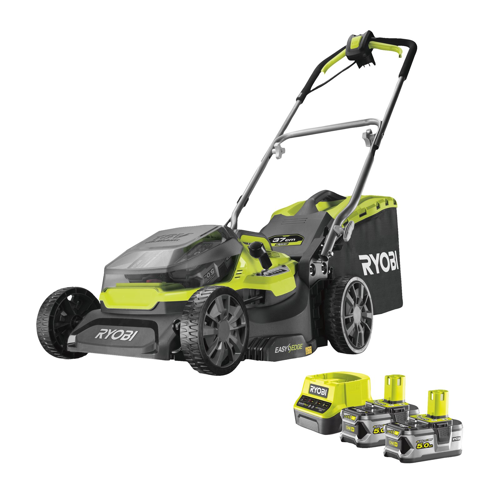 Mașină de tuns gazonul 18V ONE+, Hybrid, punte 37cm (2 x 5,0 Ah) Ryobi RY18LMH37A-250 - imagine 2