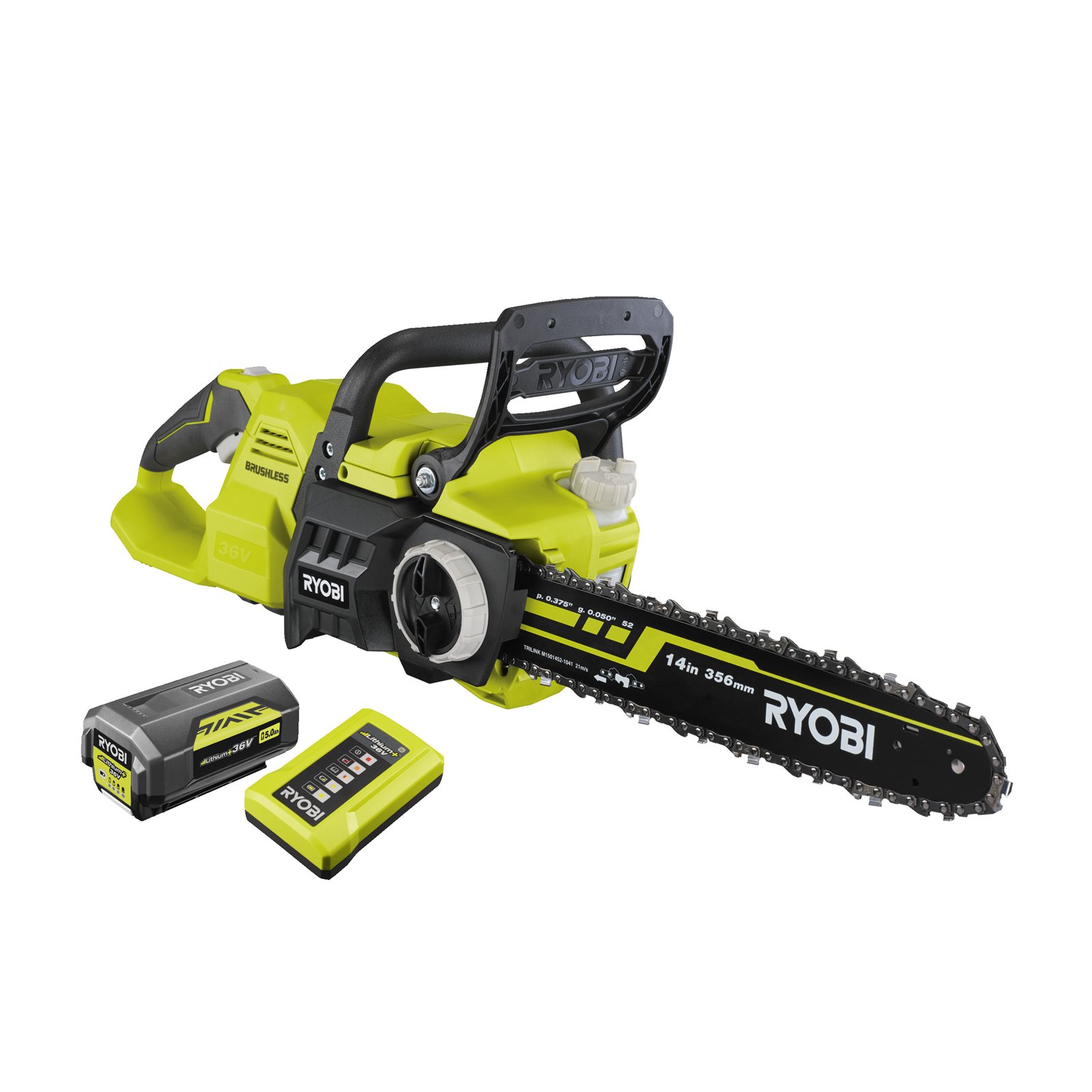 Fierăstrău cu lanț 36V MAX POWER , motor fără perii, lamă 35cm (1 x 5,0Ah) Ryobi RY36CSX35A-150 - imagine 2