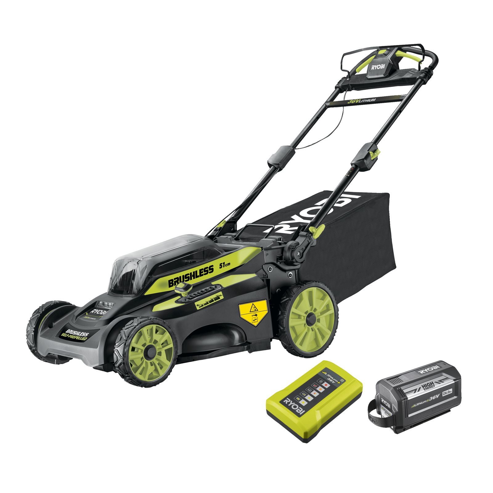 Mașină de tuns gazon 36V MAX POWER, motor fără perii, punte 51cm (1 x 6.0Ah) Ryobi RY36LMX51A-160 - imagine 2