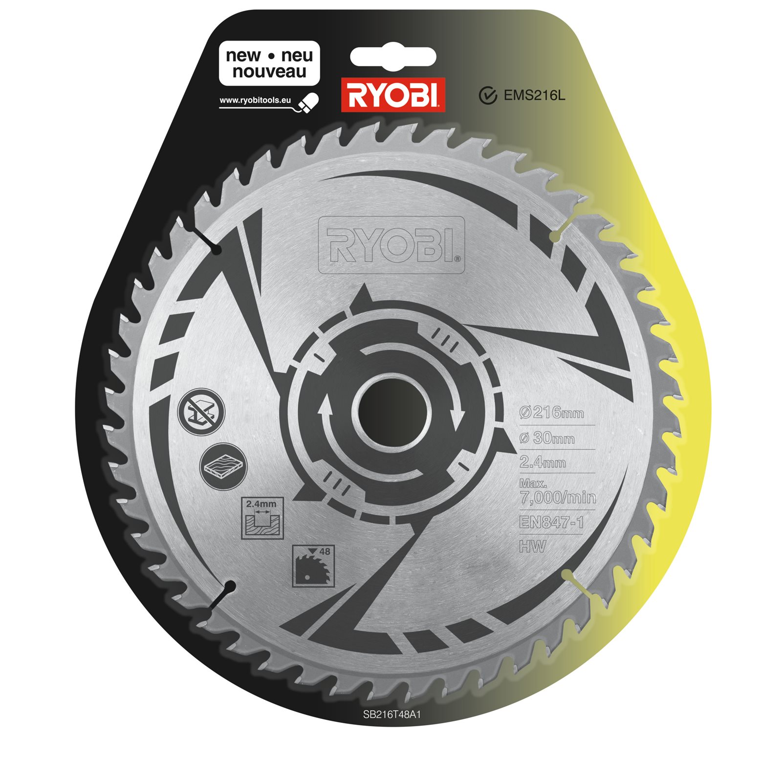 Pânză 216 mm pentru fierăstrău tăieri înclinate Ryobi SB216T48A1 - in utilizare 1